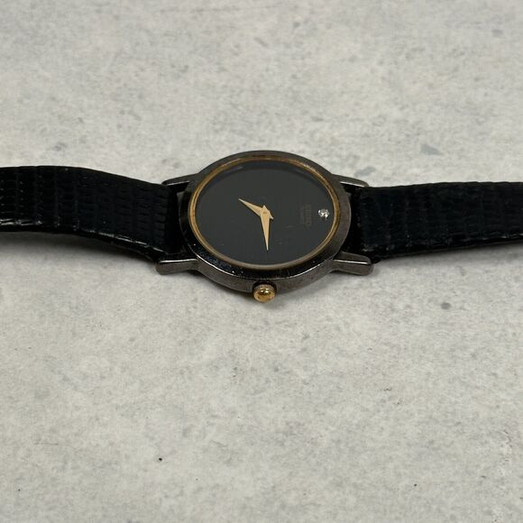 VTG Seiko Watch Womens 25mm Black Gold Tone Diamond Accent Elegant New Battery main image 13